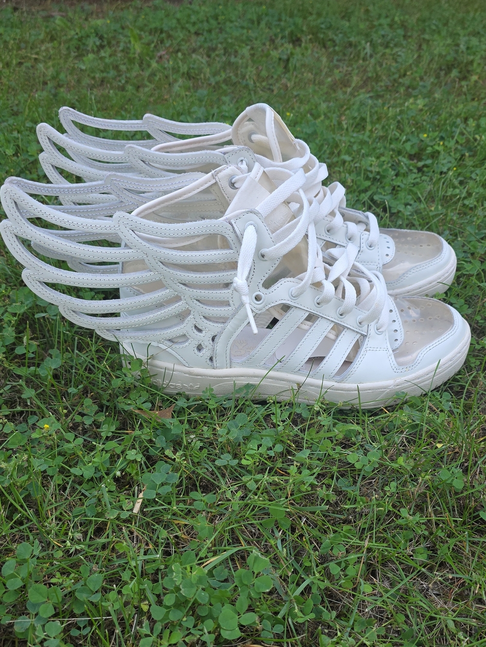Adidas Jeremy Scott White Wing-Detail High-Top Sneak… - Gem